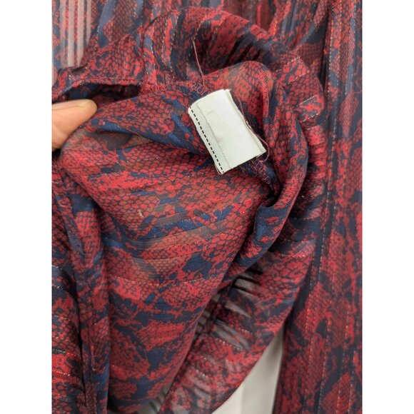 Zara Sheer Snakeskin Print Top Women Size XS Cropped Front Tie Boho Romantic Y2K - Picture 3 of 9